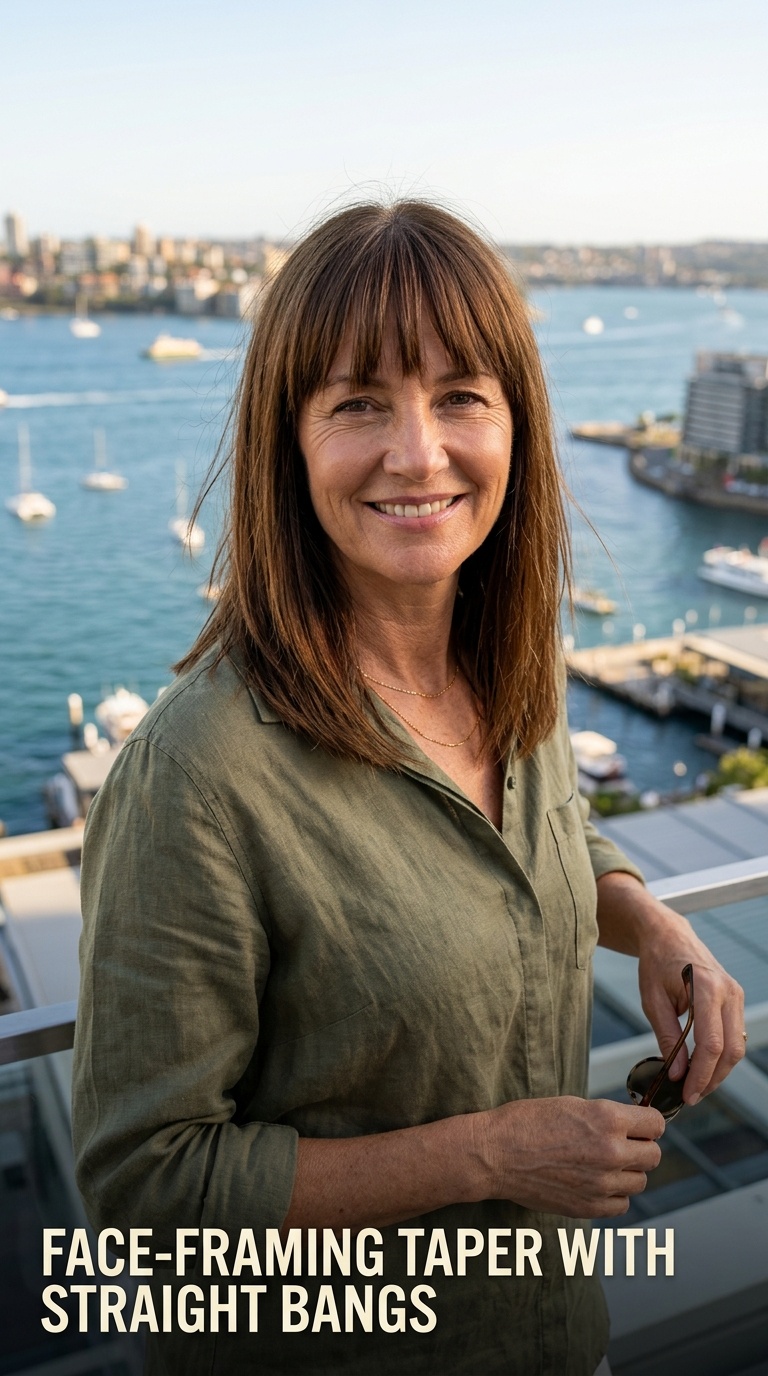 Face-Framing Taper with Straight Bangs