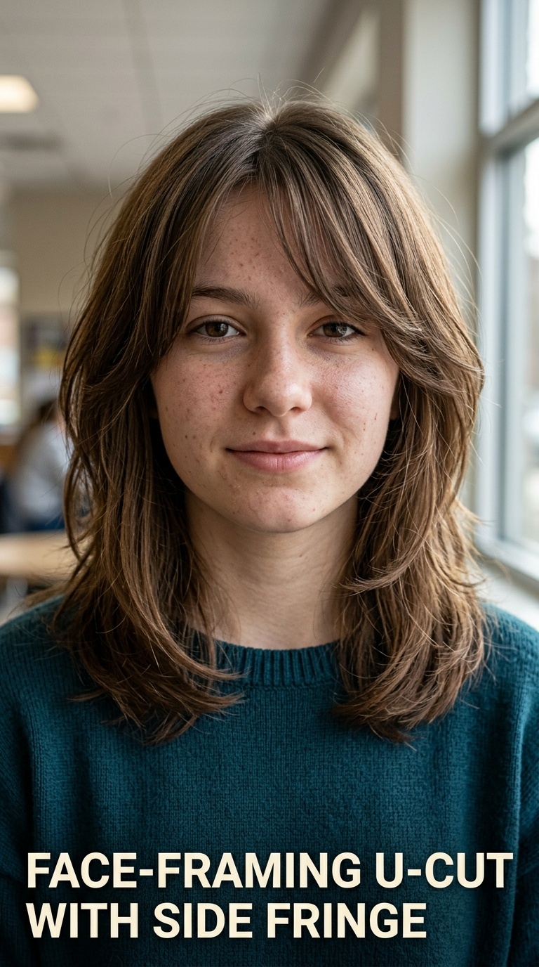 Face-Framing U-Cut with Side Fringe