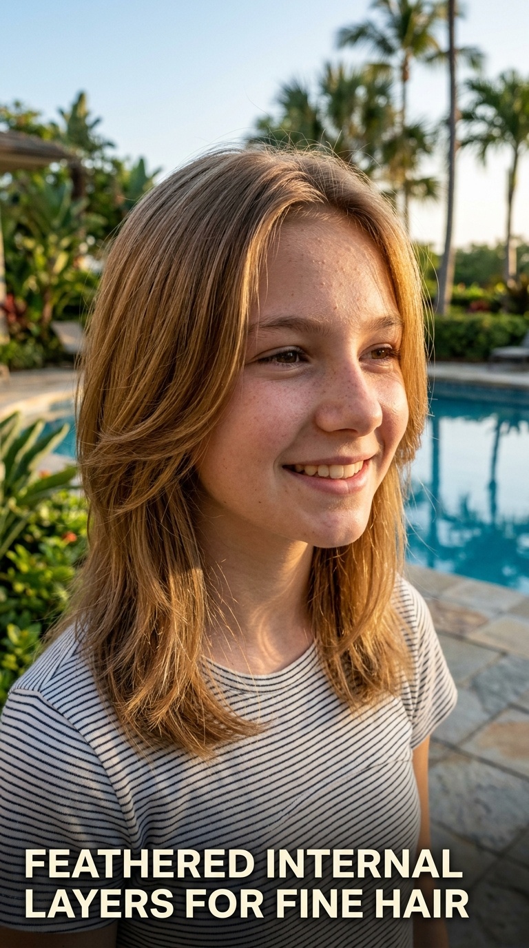 Feathered Internal Layers for Fine Hair