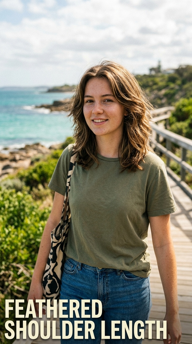 Feathered Shoulder Length