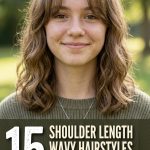 15 Shoulder Length Wavy Hairstyles with Curtain Bangs