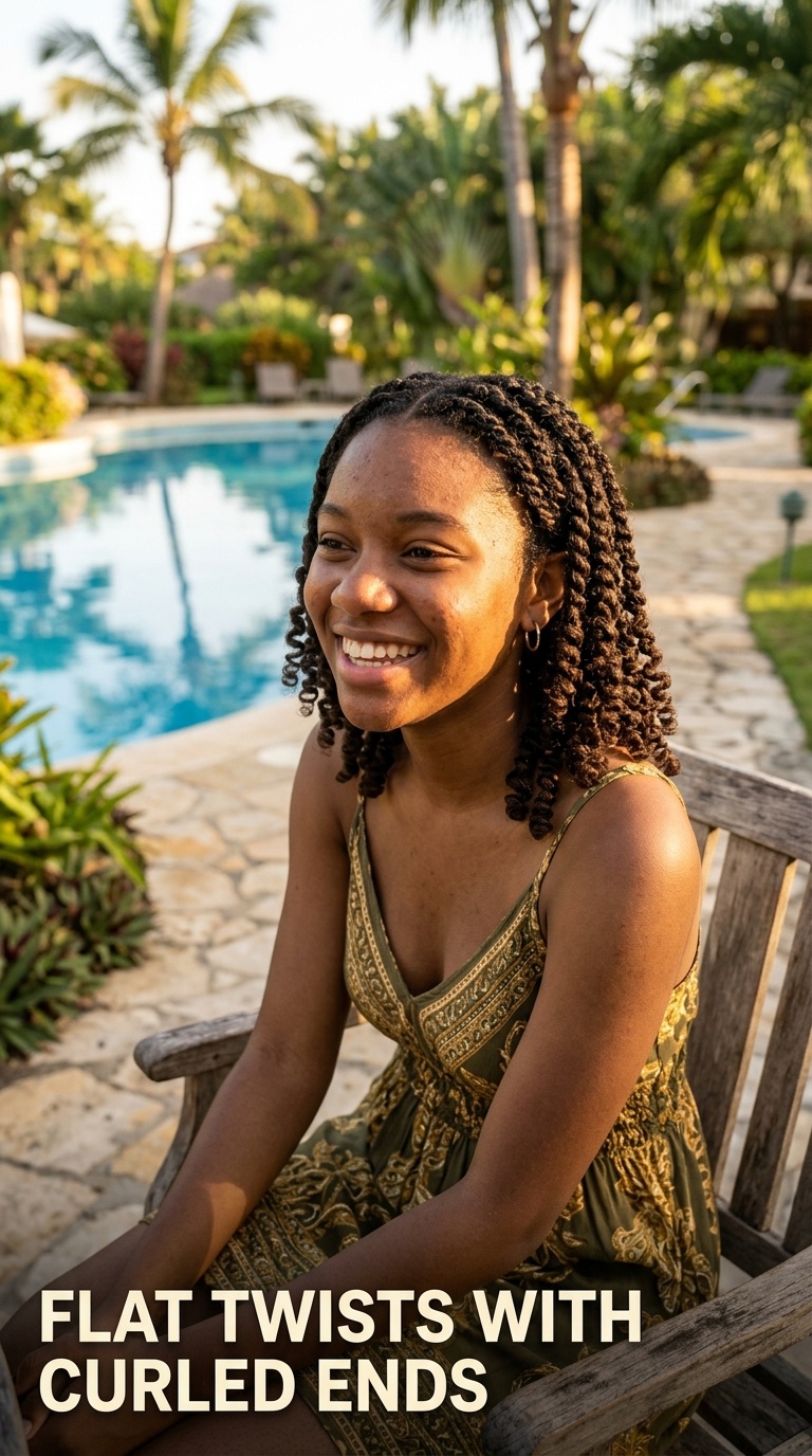 Flat Twists with Curled Ends