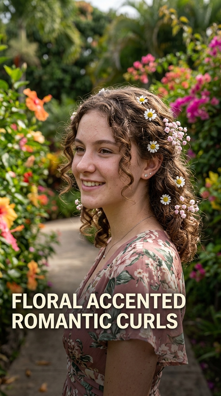 Floral Accented Romantic Curls