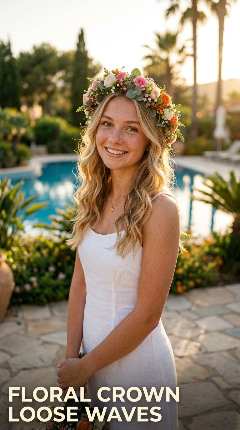 Floral Crown Loose Waves