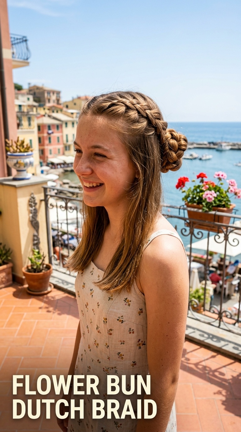 Flower Bun Dutch Braid