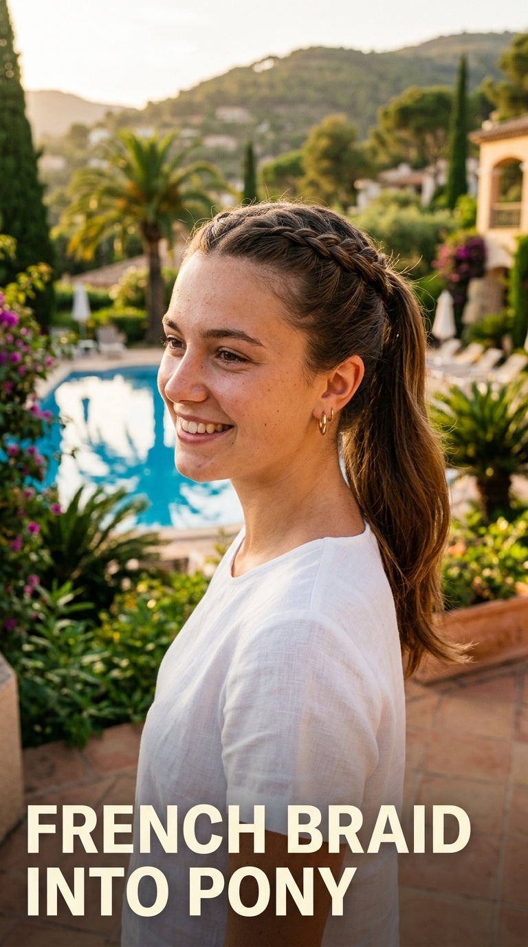 French Braid into Pony