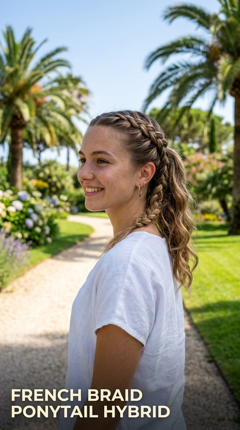 French Braid Ponytail Hybrid