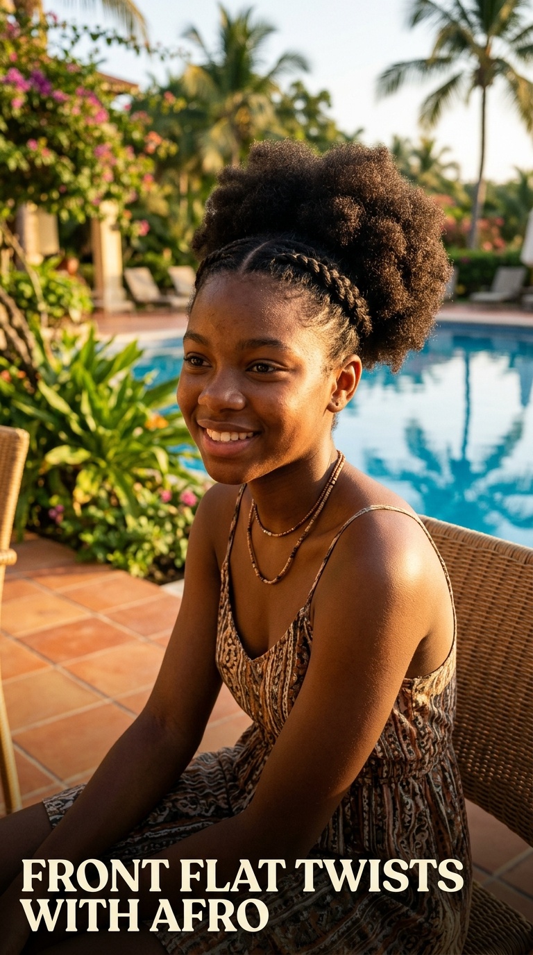 Front Flat Twists with Afro