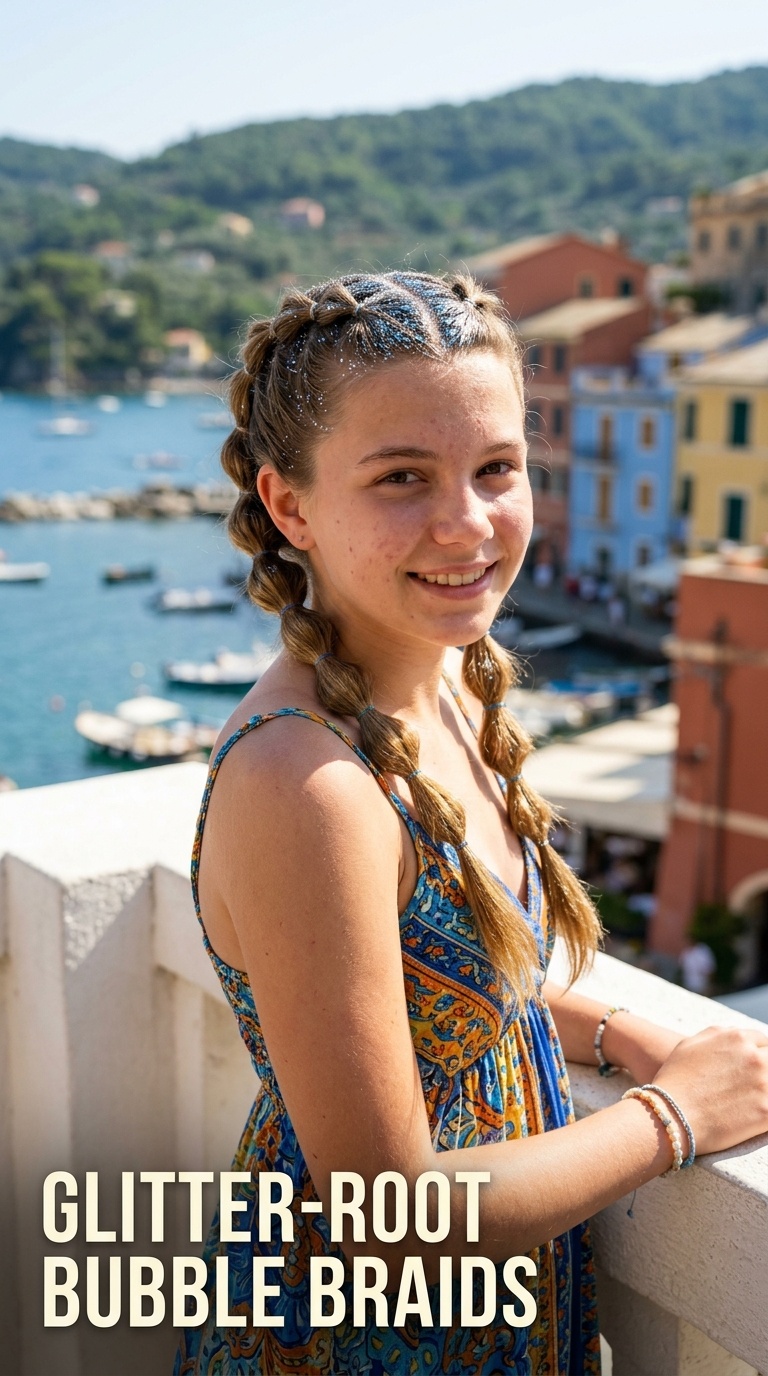 Glitter-Root Bubble Braids