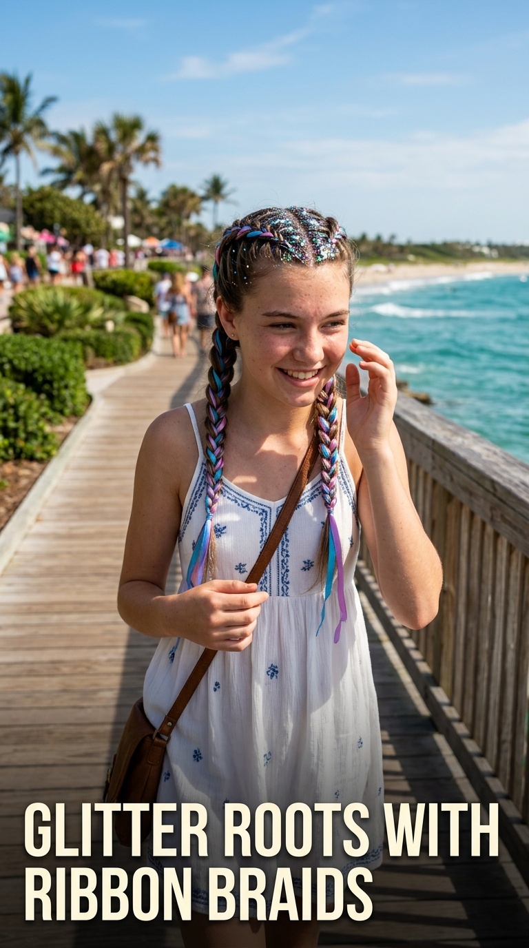 Glitter Roots with Ribbon Braids