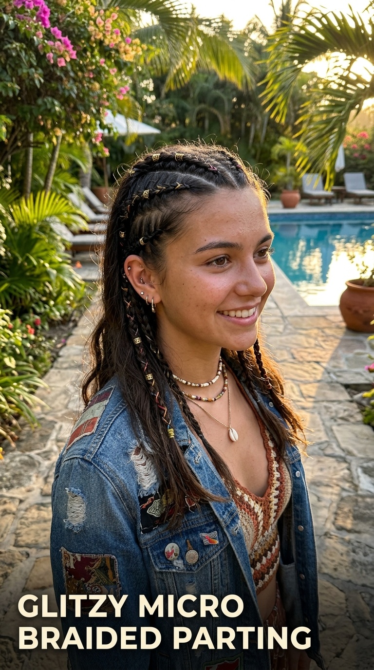 Glitzy Micro Braided Parting