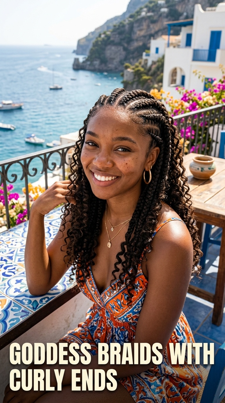 Goddess Braids with Curly Ends