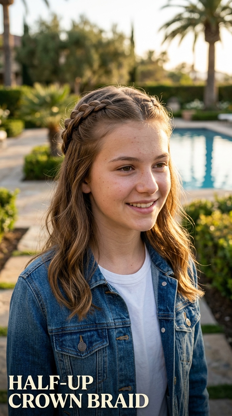 Half-Up Crown Braid