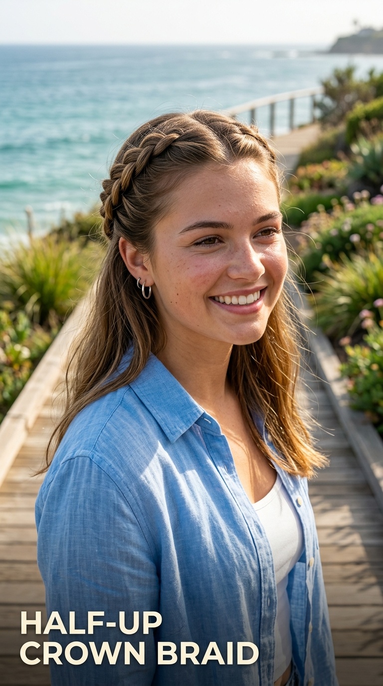 Half-Up Crown Braid