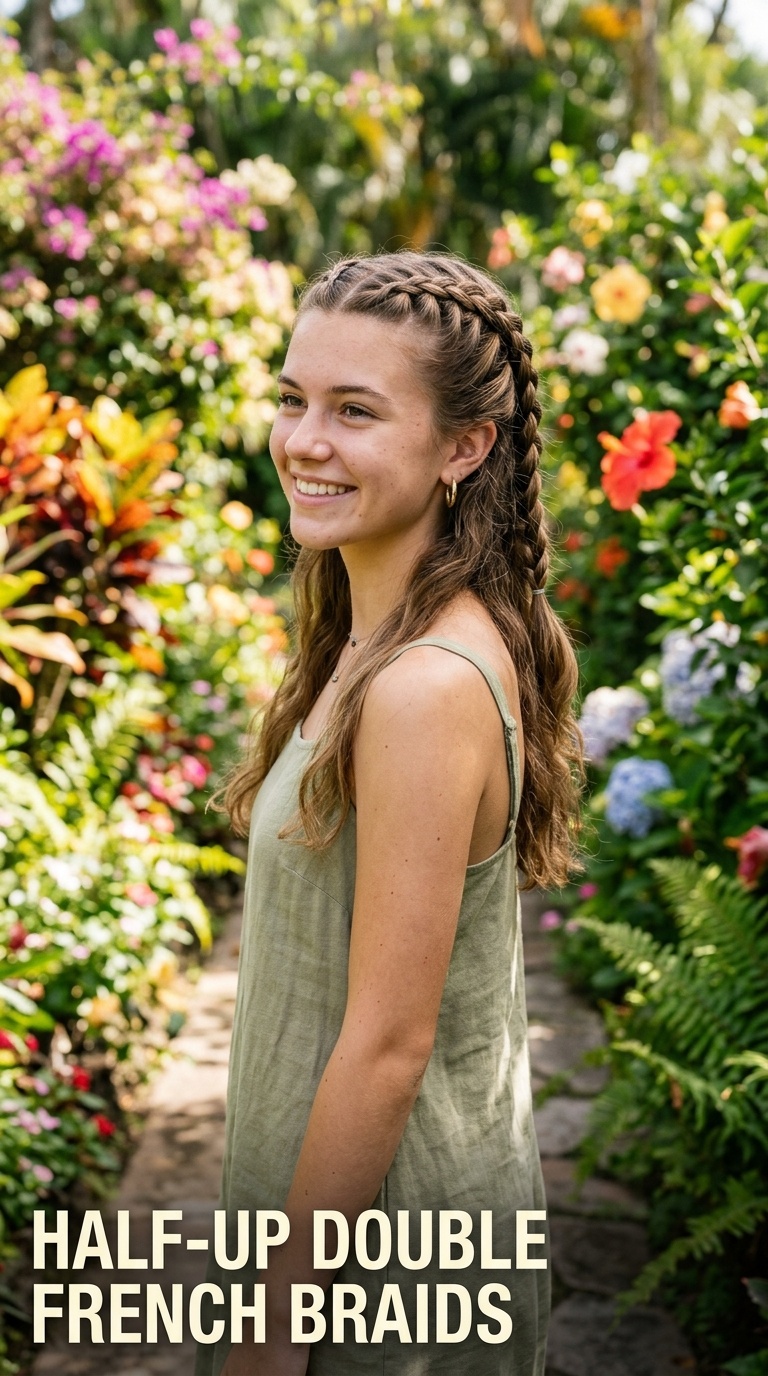 Half-Up Double French Braids