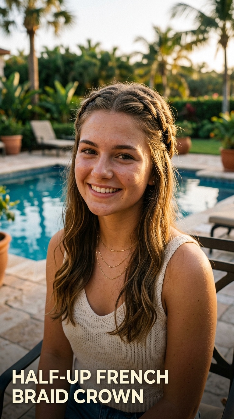 Half-Up French Braid Crown