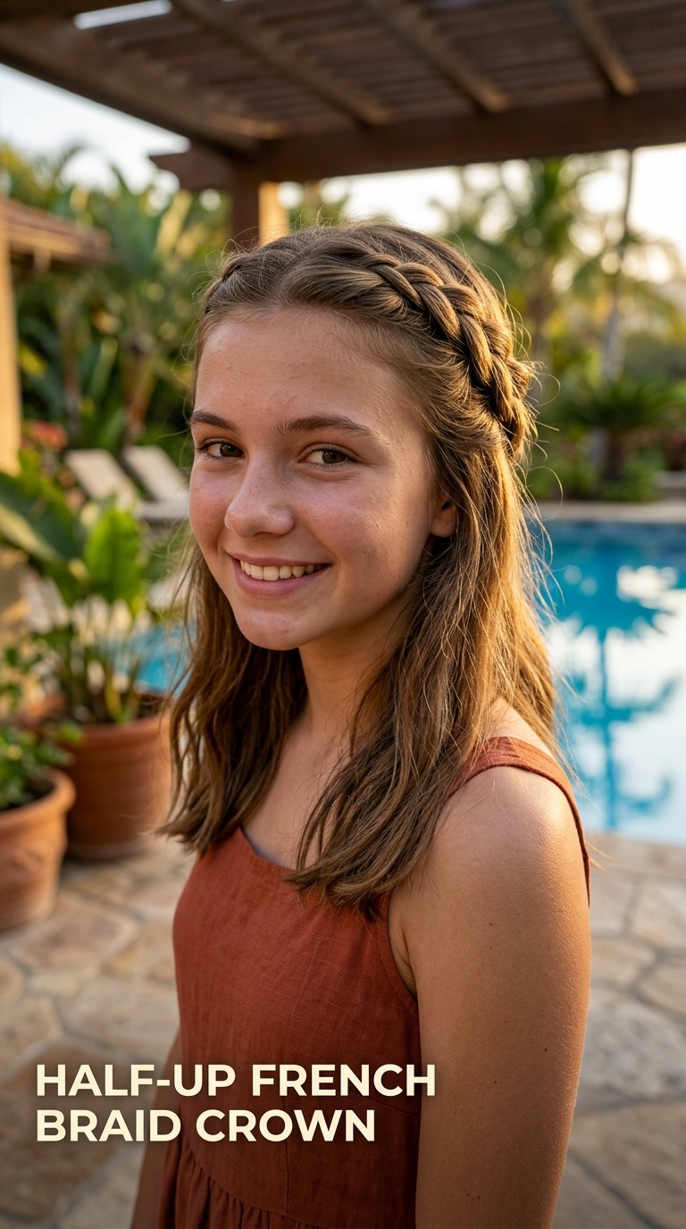 Half-Up French Braid Crown