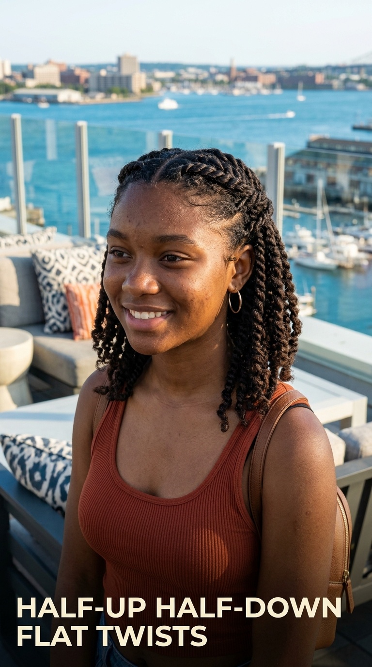Half-Up Half-Down Flat Twists