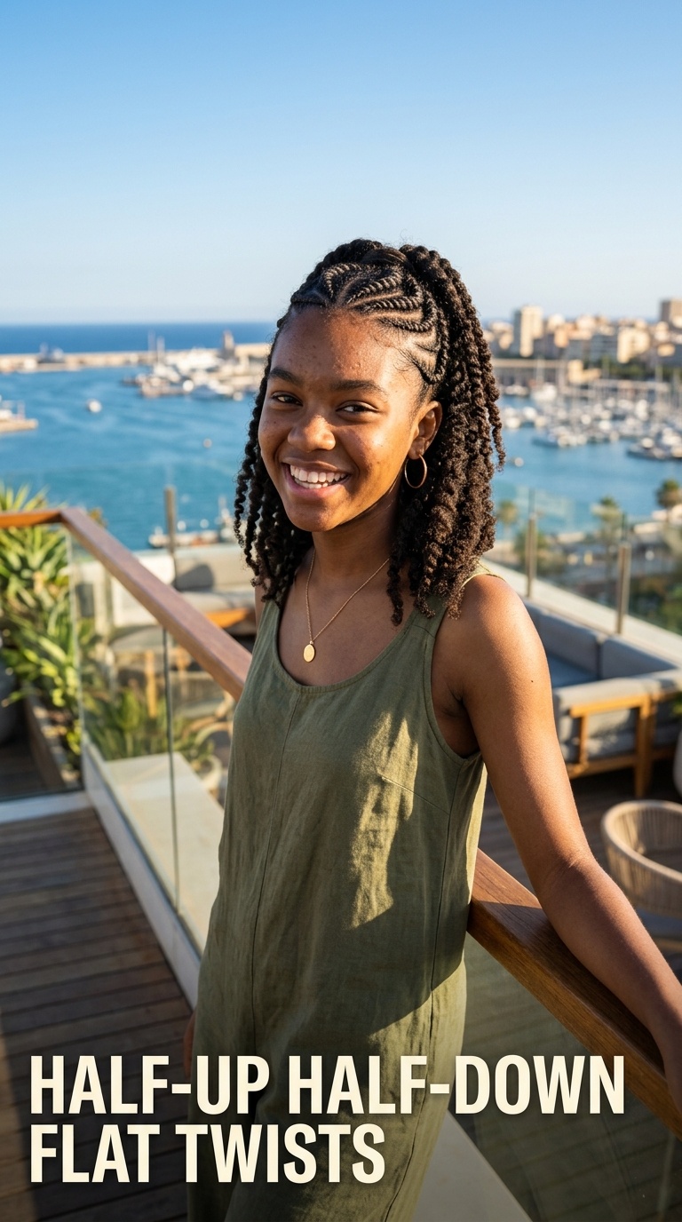 Half-Up Half-Down Flat Twists