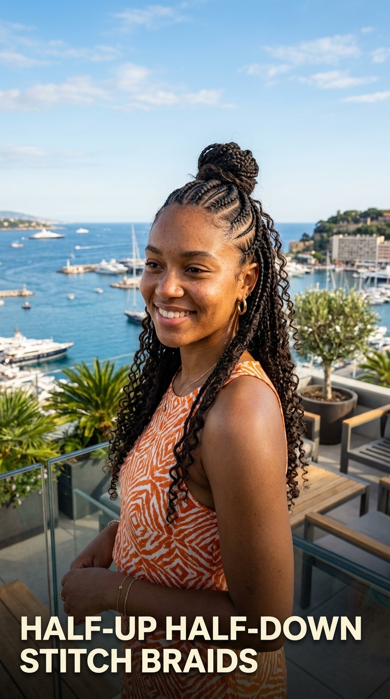 Half-Up Half-Down Stitch Braids