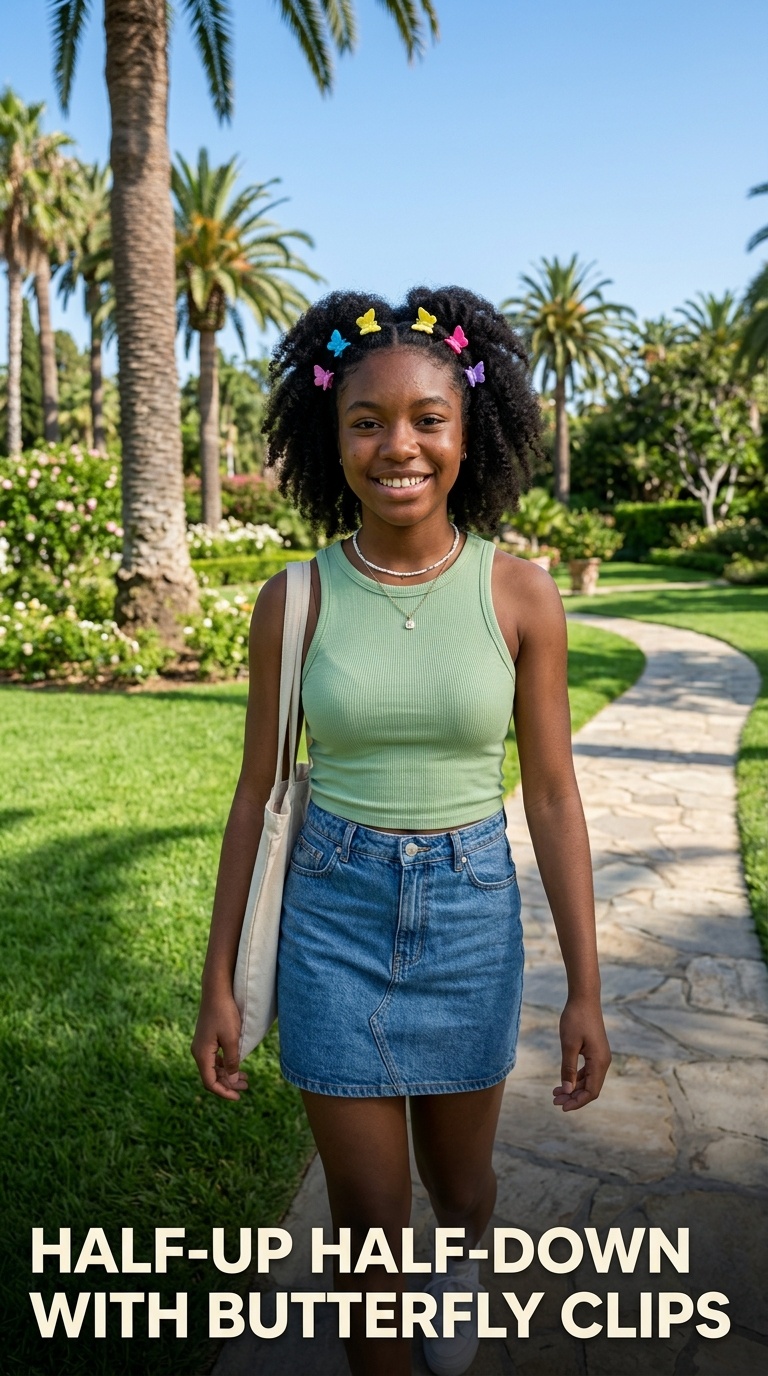 Half-Up Half-Down with Butterfly Clips