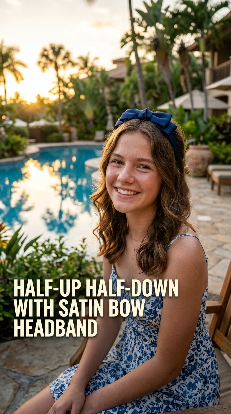 Half-Up Half-Down with Satin Bow Headband