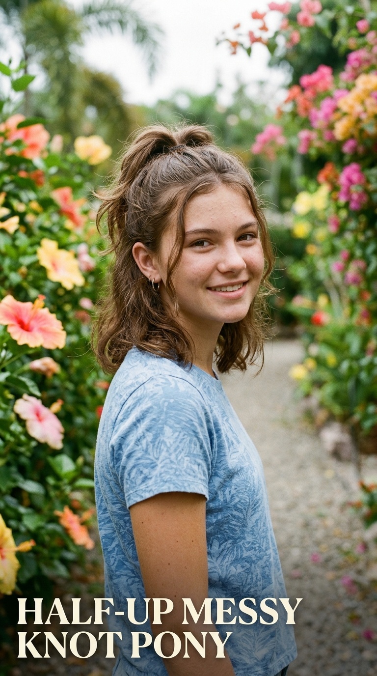 Half-Up Messy Knot Pony