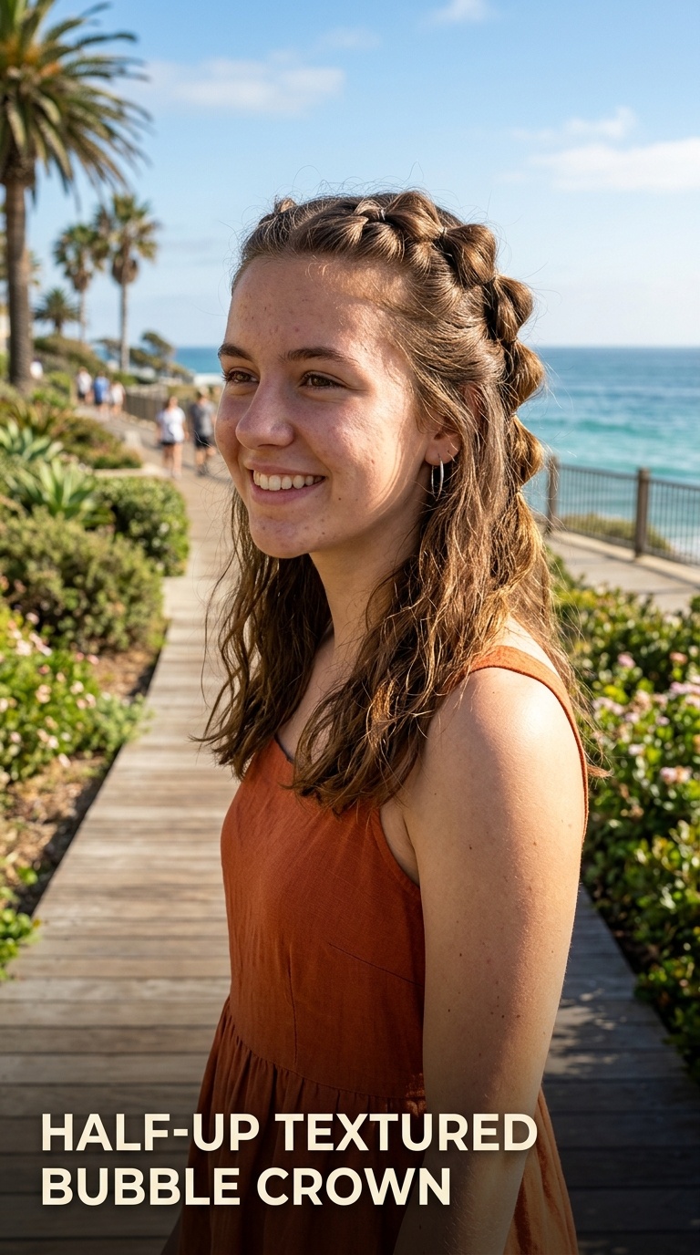 Half-Up Textured Bubble Crown