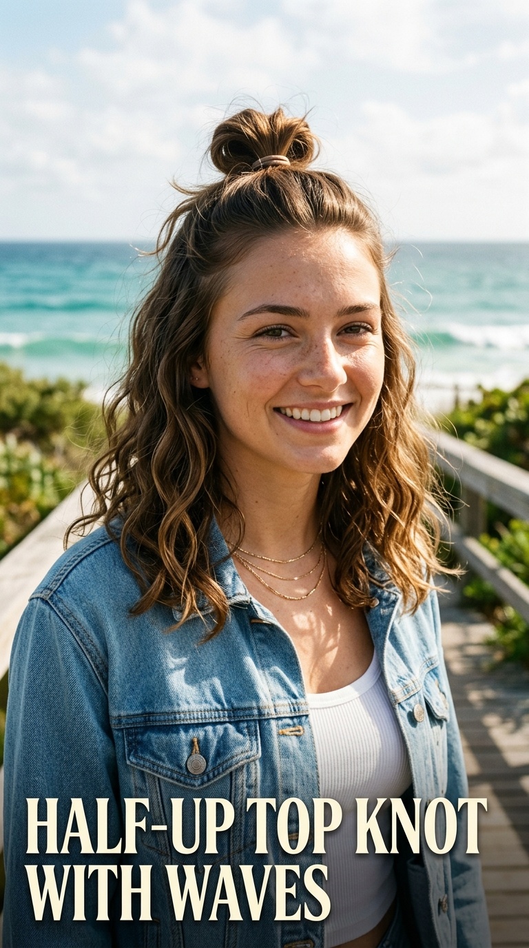 Half-Up Top Knot with Waves