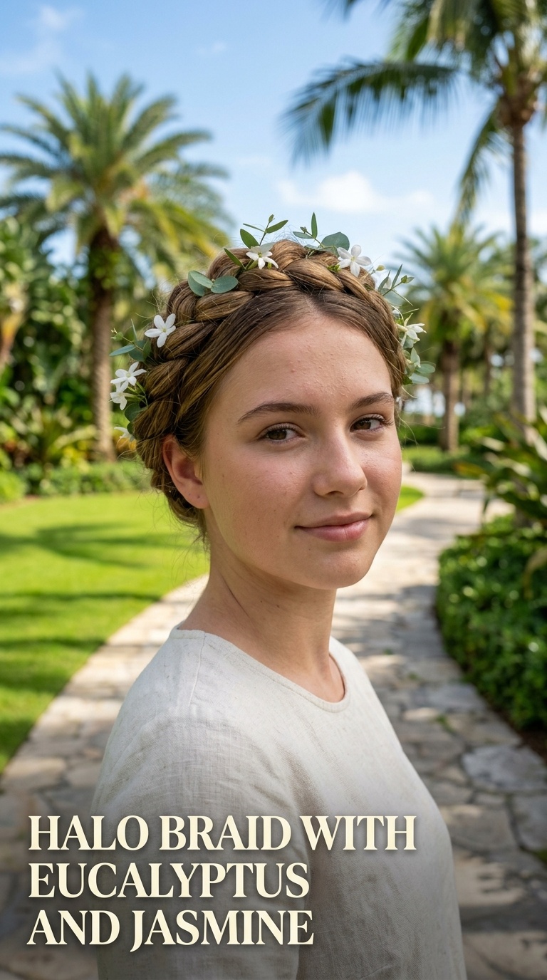 Halo Braid with Eucalyptus and Jasmine