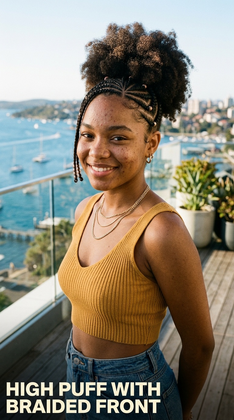 High Puff with Braided Front