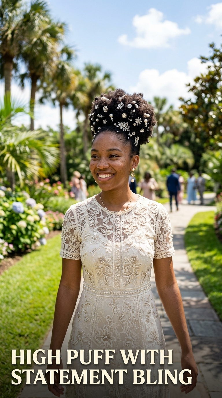 High Puff with Statement Bling