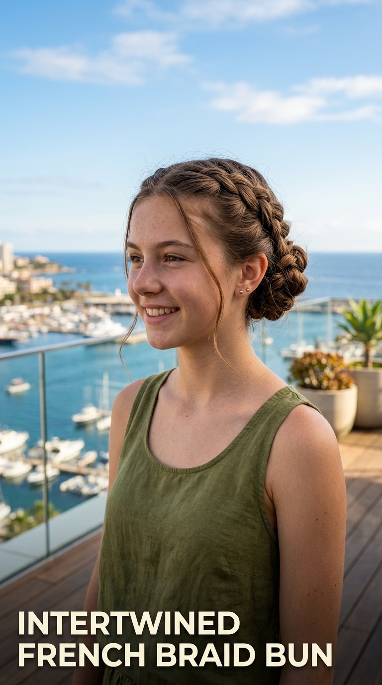 Intertwined French Braid Bun