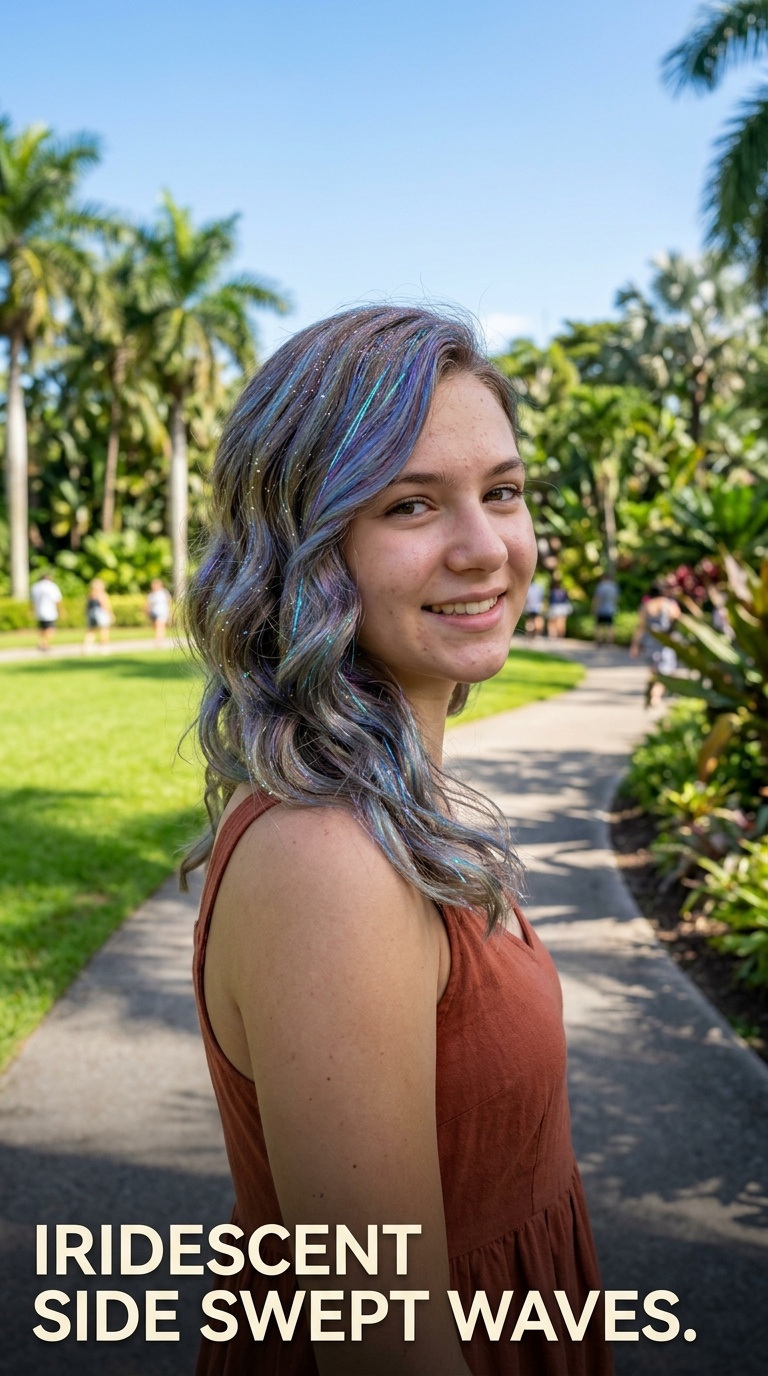 Iridescent Side Swept Waves