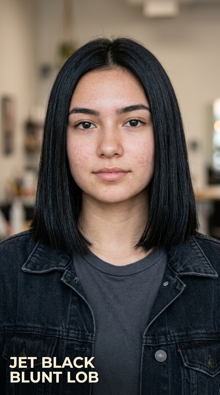 Jet Black Blunt Lob