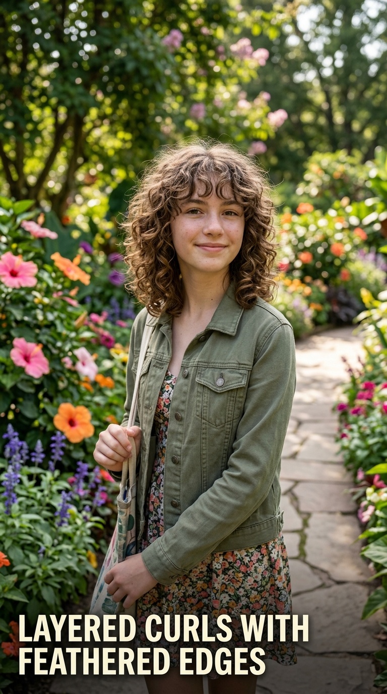 Layered Curls with Feathered Edges