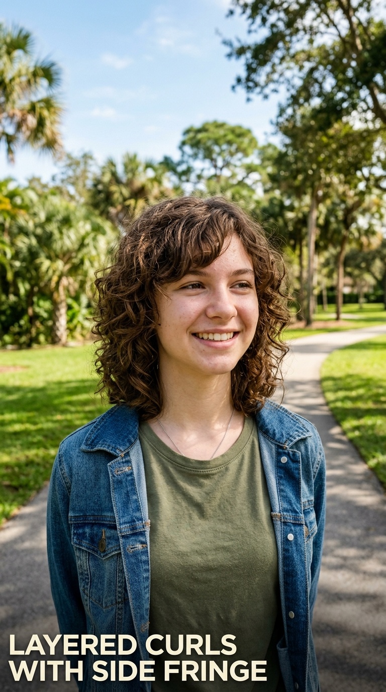Layered Curls with Side Fringe