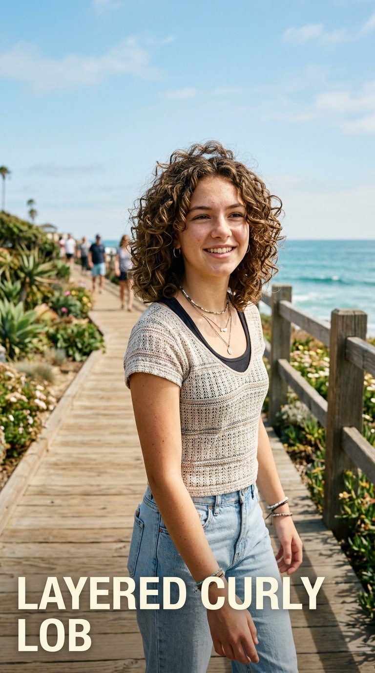 Layered Curly Lob