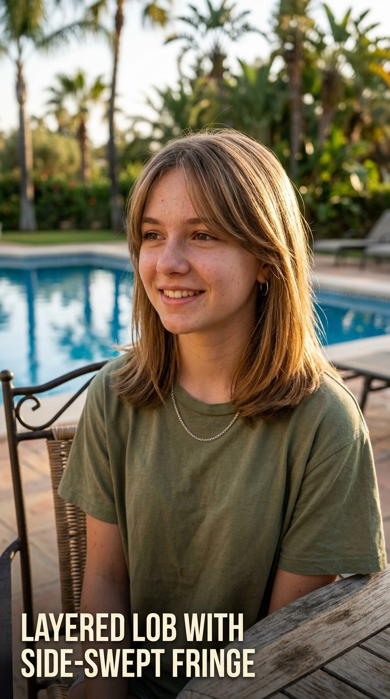 Layered Lob with Side-Swept Fringe