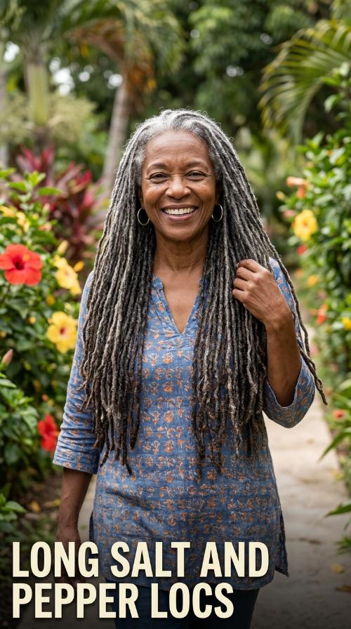 Long Salt and Pepper Locs
