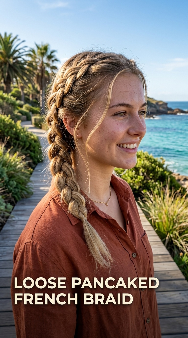 Loose Pancaked French Braid
