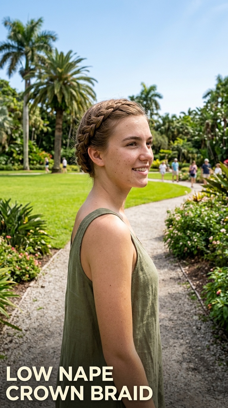 Low Nape Crown Braid