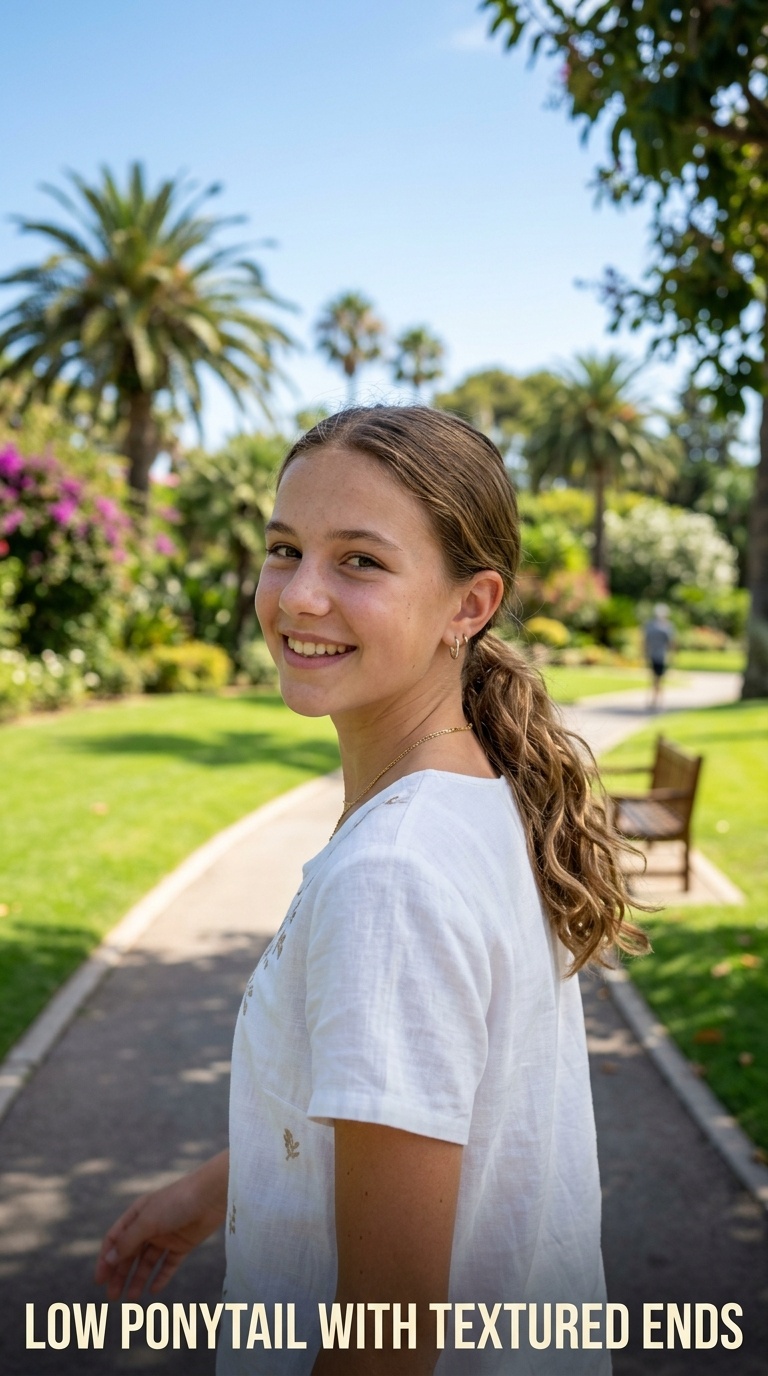 Low Ponytail with Textured Ends