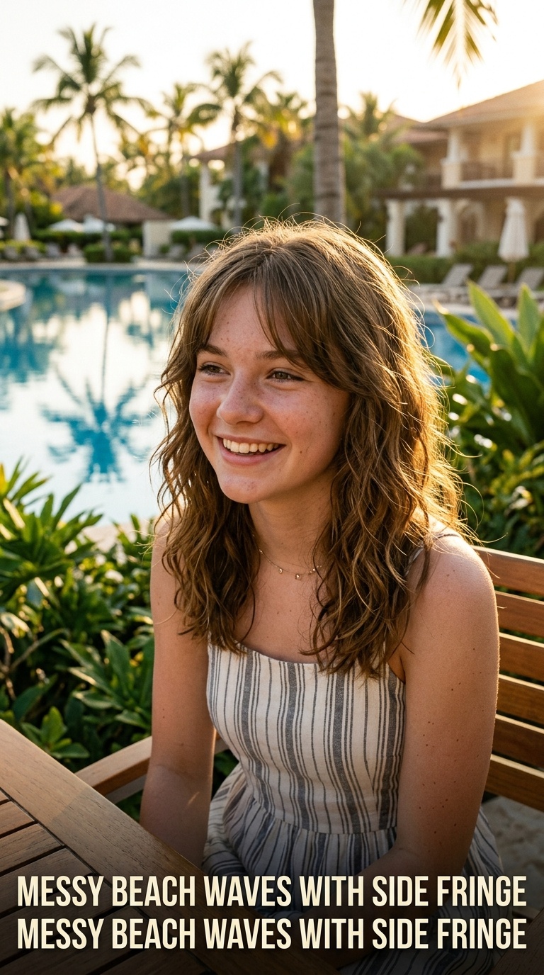 Messy Beach Waves with Side Fringe