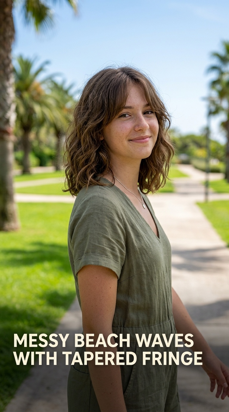 Messy Beach Waves with Tapered Fringe