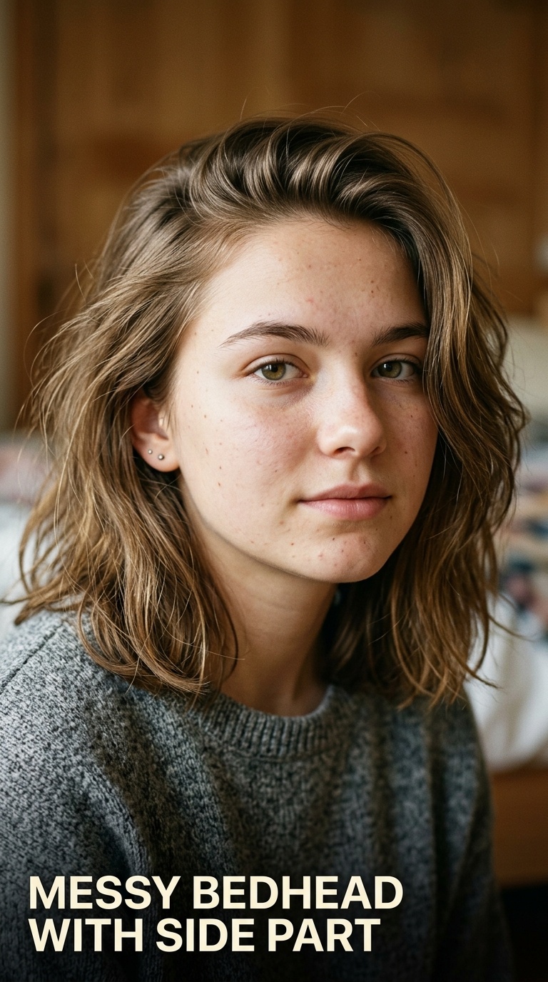 Messy Bedhead with Side Part