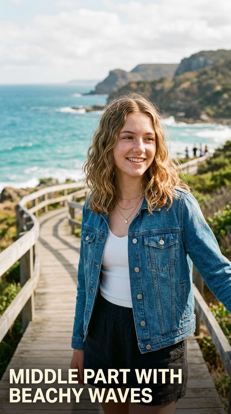 Middle Part with Beachy Waves