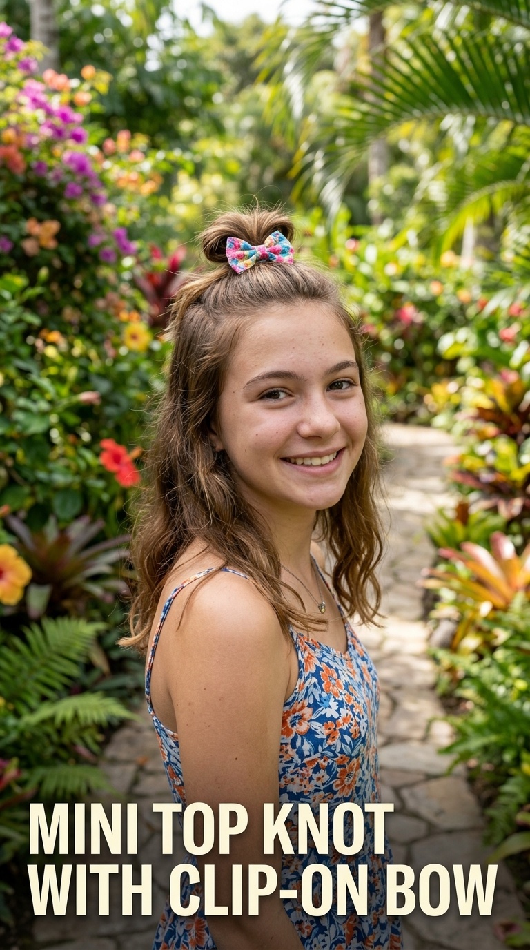 Mini Top Knot with Clip-On Bow