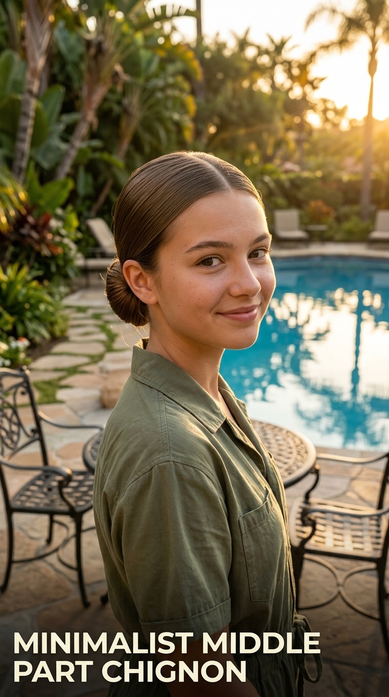 Minimalist Middle Part Chignon
