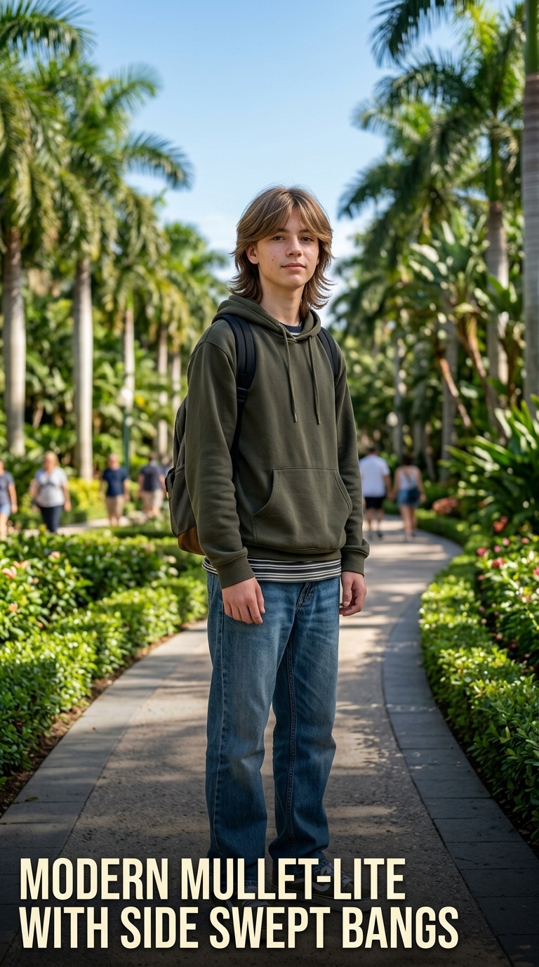 Modern Mullet-Lite with Side Swept Bangs